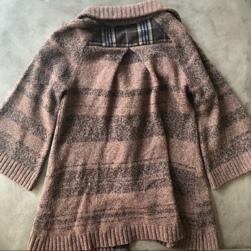 FREE PEOPLE Sweater Jacket with Plaid Trim - Picture 3 of 8
